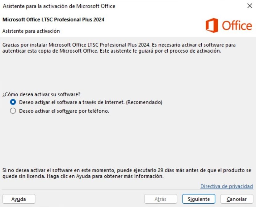 Asistente de activación de Microsoft Office