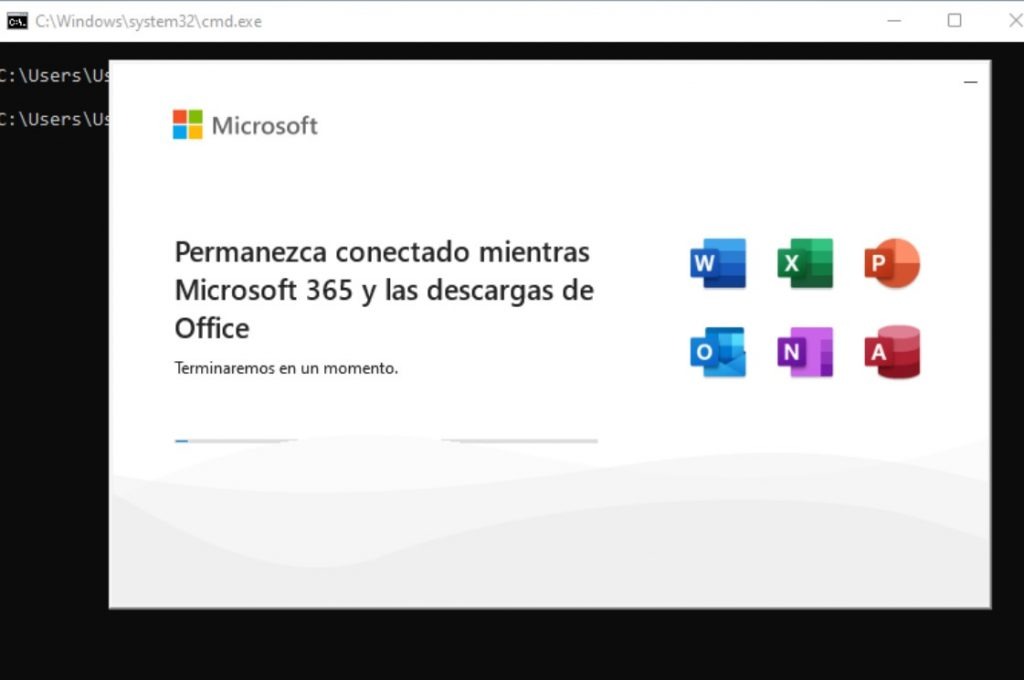 Pestaña que muestra el instalador de Office